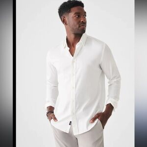 Faherty mens organic cotton button down large white